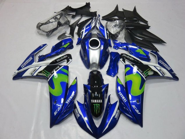 Acquista Carena Moto Yamaha YZF R3 2015-2018 - Blu Bianco Nero Verde MoviStar Mostro