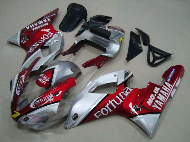 Acquista Carena Moto Yamaha YZF R1 2000-2001 - Argento Rosso Fortuna Motul 7