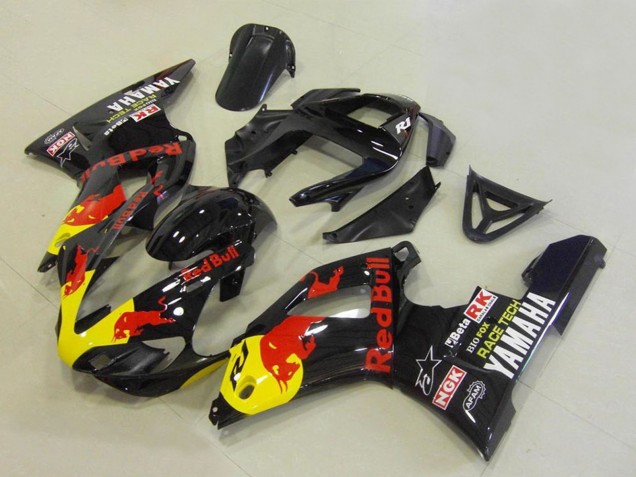 Acquista Carena Moto Yamaha YZF R1 2000-2001 - Nero Lucido Giallo Red Bull