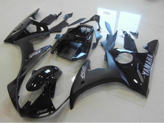 Acquista Carena Moto Yamaha YZF R6 2003-2004 - Nero Lucido Nero Opaco Argento Decals
