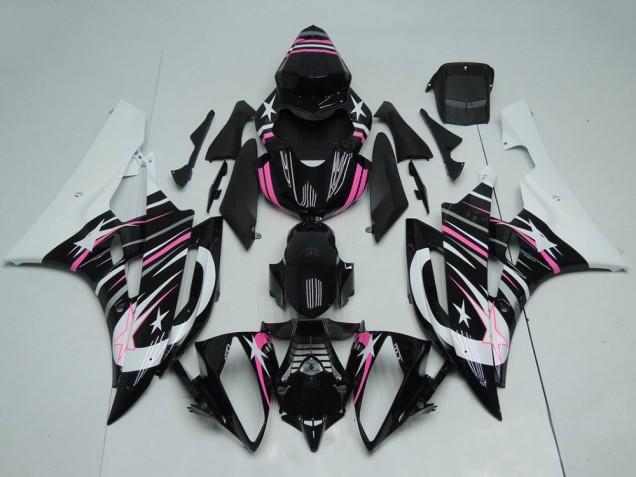 Acquista Carena Moto Yamaha YZF R6 2006-2007 - Bianco Nero Lucido Rosa Stella Fiamma