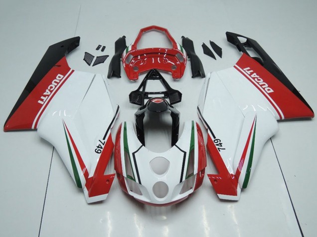 Acquista Carena Moto Ducati 749 2003-2004 - Bianco Rosso Verde Nero Lucido