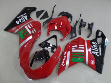 Acquista Carena Moto Ducati 848 2007-2014 - Rosso Argento Verde Nero Lucido Alice Sandisk