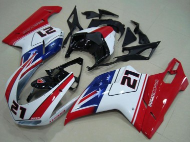 Acquista Carena Moto Ducati 1198 2007-2014 - Bianco Rosso Blu Nero Lucido 21