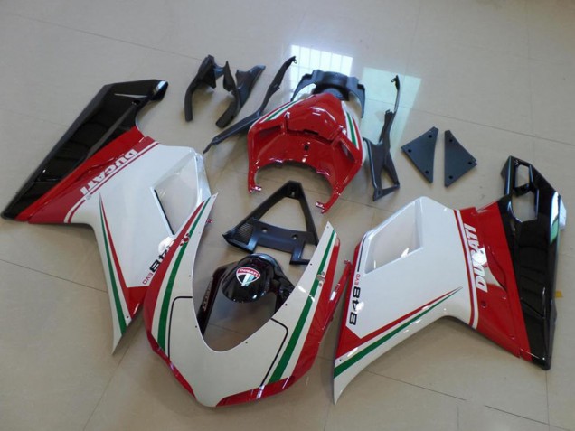 Acquista Carena Moto Ducati 848 2007-2014 - Bianco Rosso Verde Nero Lucido