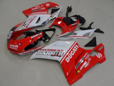 Acquista Carena Moto Ducati 848 1098 1198 2007-2014 - Bianco Rosso Nero Lucido Banner 69