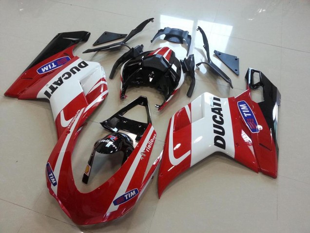 Acquista Carena Moto Ducati 848 1098 1198 2007-2014 - Bianco Rosso Nero Lucido Tim