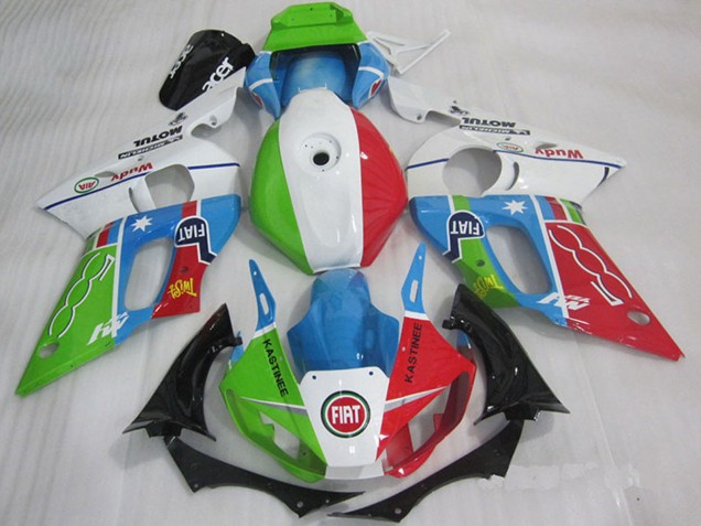 Acquista Carena Moto Yamaha YZF R6 1998-2002 - Bianco Blu Verde Rosso Fiat Kastinee