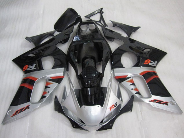 Acquista Carena Moto Yamaha YZF R6 1998-2002 - Argento Rosso Nero Lucido
