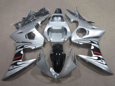 Acquista Carene Moto Yamaha YZF R6 2003-2004 - Argento Nero Lucido Fiamma