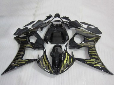 Acquista Carene Moto Yamaha YZF R6 2003-2004 - Nero Lucido Oro Fiamma