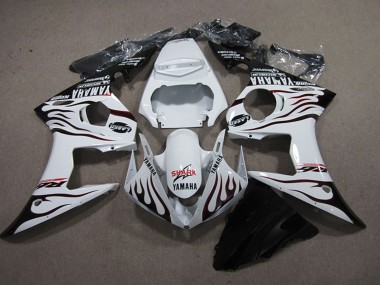 Acquista Carene Moto Yamaha YZF R6 2003-2004 - Bianco Nero Lucido Fiamma Squalo