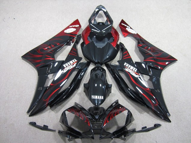 Acquista Carena Moto Yamaha YZF R6 2006-2007 - Nero Lucido Rosso Fiamma