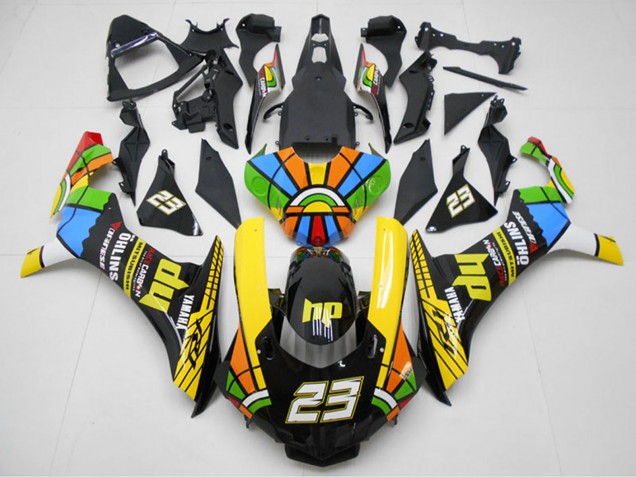 Acquista Carena Moto Yamaha YZF R1 2015-2019 - Giallo Rosso Blu Verde HP Ruota dei Colori 23