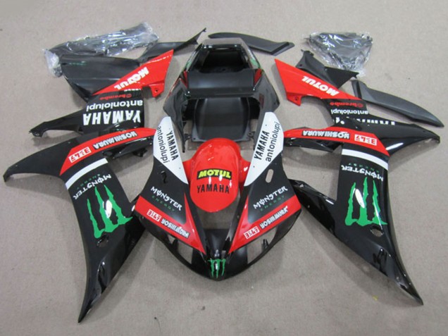 Acquista Carena Moto Yamaha YZF R1 2002-2003 - Rosso Nero Lucido Bianco Verde Motul Mostro