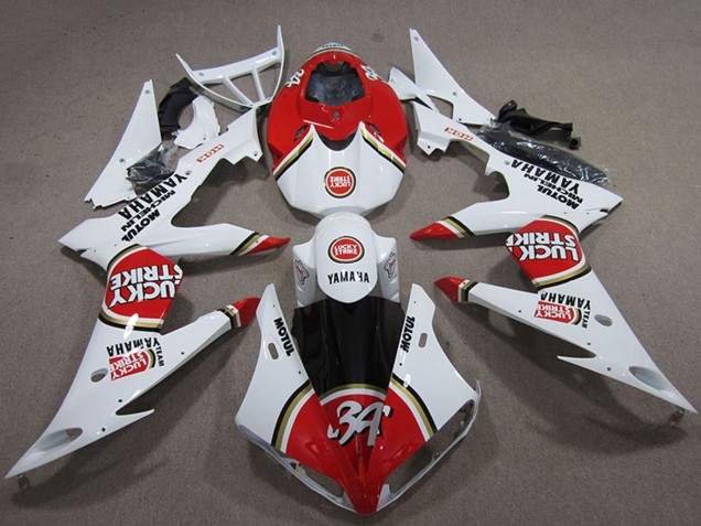 Acquista Carena Moto Yamaha YZF R1 2004-2006 - Bianco Rosso Lucky Strike