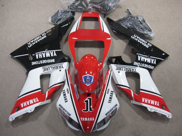 Acquista Carena Moto Yamaha YZF R1 2009-2011 - Bianco Rosso Nero Bridgestone Yamalube Semakin Didepan