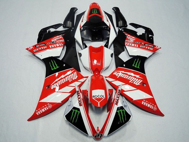 Acquista Carena Moto Yamaha YZF R1 2012-2014 - Bianco Grigio Nero Lucido Verde Mostro Milwaukee Maxxis Rocol