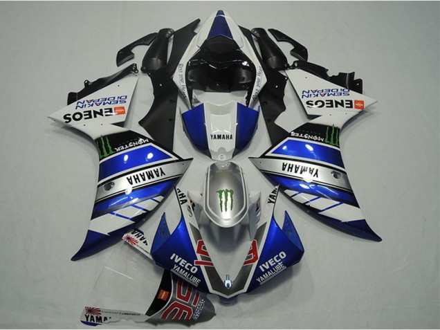 Acquista Carena Moto Yamaha YZF R1 2012-2014 - Blu Argento Bianco Nero Verde Mostro IVECO Yamalube ENEOS Semakin Didepan