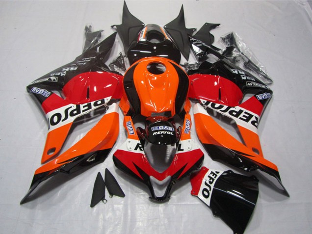 Acquista Plastica ABS Honda CBR600RR 2009-2012 - Arancia Bianco Rosso Nero Lucido Repsol