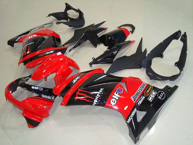 Acquista Carena Moto Kawasaki ZX250R 2008-2012 - Rosso Nero Lucido Elf Touch4 Mostro