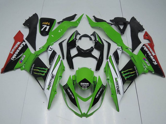 Acquista Carena Moto Kawasaki ZX6R 2013-2018 - Verde Bianco Nero Rosso Mostro