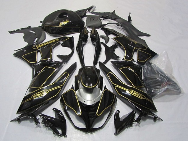 Acquista Carena Moto Kawasaki ZX6R 2009-2012 - Nero Lucido Argento Oro
