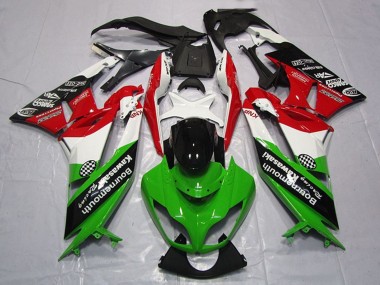 Acquista Carena Moto Kawasaki ZX6R 2009-2012 - Bianco Rosso Verde Nero Lucido