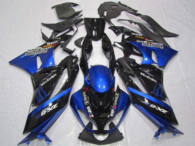 Acquista Carena Moto Kawasaki ZX6R 2009-2012 - Blu Nero Lucido Elf Touch4 Mostro Bridgestone