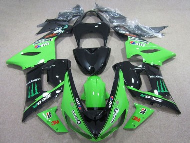 Acquista Carena Moto Kawasaki ZX6R 2005-2006 - Nero Lucido Verde Elf Touch4 Bridgestone Mostro