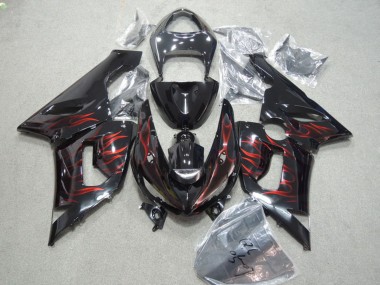 Acquista Carena Moto Kawasaki ZX6R 2005-2006 - Nero Lucido Rosso Fiamma