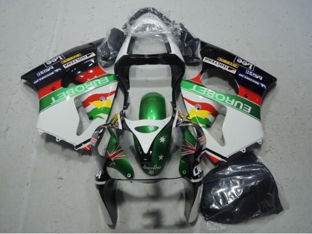 Acquista Carena Moto Kawasaki ZX6R 2000-2002 - Bianco Verde Rosso Giallo Nero Stella EuroBet