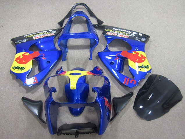 Acquista Carena Moto Kawasaki ZX6R 2000-2002 - Blu Giallo Red Bull