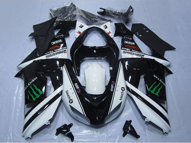 Acquista Carena Moto Kawasaki ZX10R 2006-2007 - Bianco Nero Lucido Verde Elf Touch4 Mostro