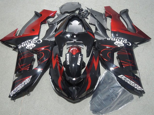 Acquista Carena Moto Kawasaki ZX10R 2006-2007 - Nero Lucido Rosso Fiamma Alstare Corona Extra