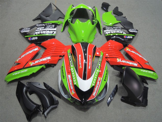 Acquista Carena Moto Kawasaki ZX14R ZZR1400 2006-2011 - Verde Rosso Bianco Nero Elf Motocard