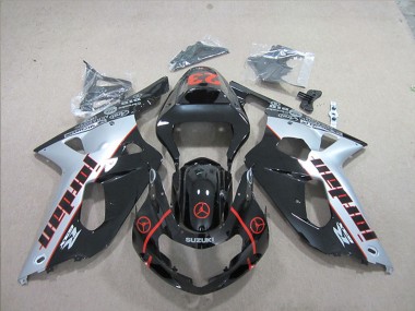 Acquista Carena Moto Suzuki GSXR 600 2001-2003 - Argento Nero Lucido Rosso Jordan 23