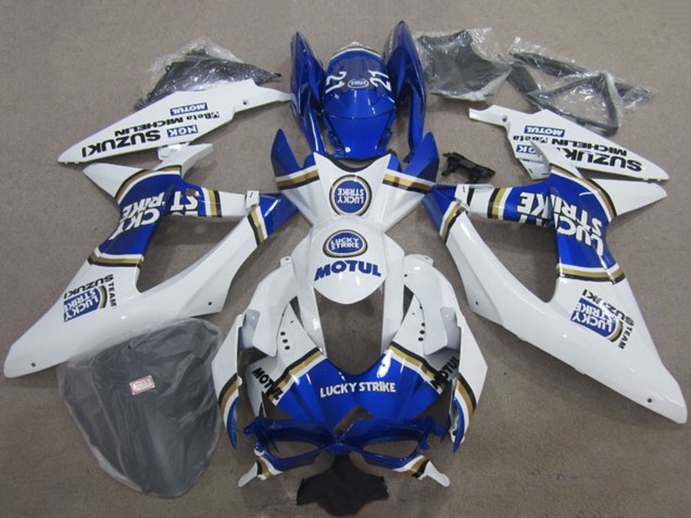 Acquista Carena Moto Suzuki GSXR 600 2008-2010 - Bianco Blu Lucky Strike Motul