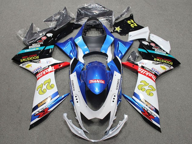 Acquista Carena Moto Suzuki GSXR 600 2011-2024 - Blu Bianco Rosso Nero Rockstar 22