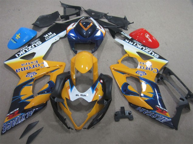 Acquista Carena Moto Suzuki GSXR 1000 2005-2006 - Bianco Giallo Blu Nero Corona Extra Alstare