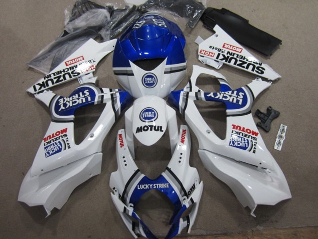 Acquista Carena Moto Suzuki GSXR 1000 2007-2008 - Bianco Blu Lucky Strike Rosso Motul