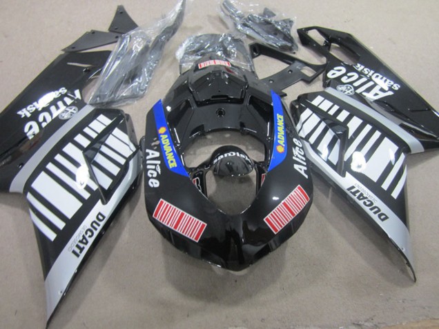 Acquista Carena Moto Ducati 848 1098 1198 2007-2014 - Argento Rosso Blu Nero Lucido Alice