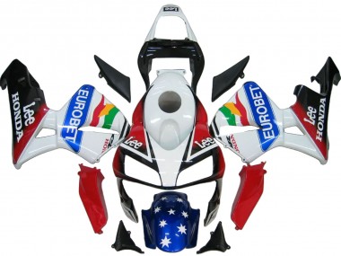 Acquista Kit Carena Moto ABS Honda CBR600RR 2003-2004 - Bianco Rosso Blu Nero Lucido EuroBet
