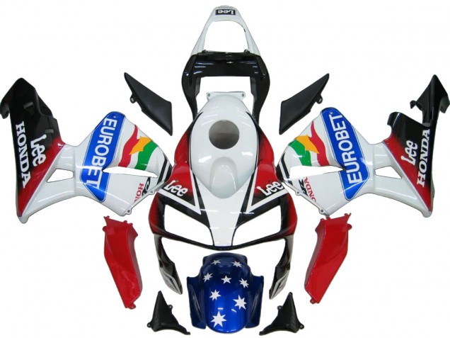 Acquista Kit Carena Moto ABS Honda CBR600RR 2003-2004 - Bianco Rosso Blu Nero Lucido EuroBet