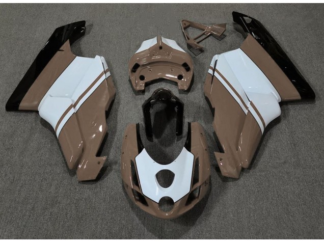 Marrone Lucido & Bianco 03-04 Ducati 749 999 Carene Moto
