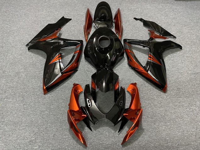 Nero & Arancione Bruciato 06-07 GSXR 600-750 Carene Moto