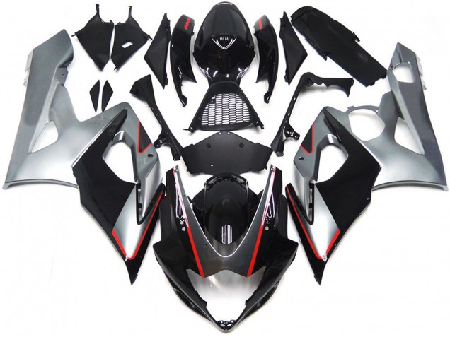 Nero & Argento Lucido Con Rosso 05-06 GSXR 1000 Carene Moto