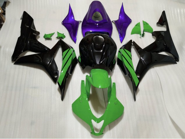 Nero Lucido & Accenti Verdi & Viola 07-08 CBR600RR Carene Moto