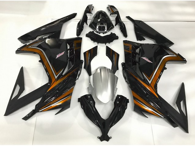 Nero Lucido & Arancione 13-18 Ninja 300 Carene Moto