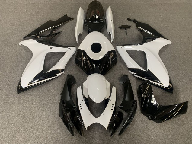 Nero Opaco & Bianco Lucido 06-07 GSXR 600-750 Carene Moto
